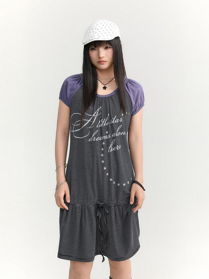 atrandom Skyline Contrast Stripe Print Tie Waist Women&