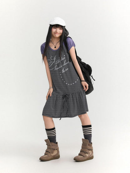 atrandom Skyline Contrast Stripe Print Tie Waist Women&