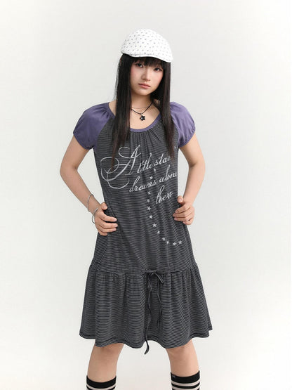 atrandom Skyline Contrast Stripe Print Tie Waist Women&