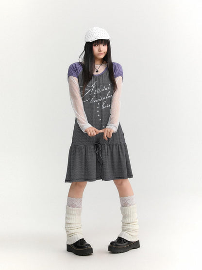 atrandom Skyline Contrast Stripe Print Tie Waist Women&