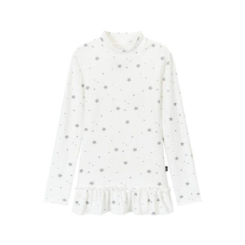 atrandom_Star_Print_Lace_Trim_High_Neck_Knit_Women&