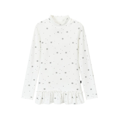 atrandom_Star_Print_Lace_Trim_High_Neck_Knit_Women&