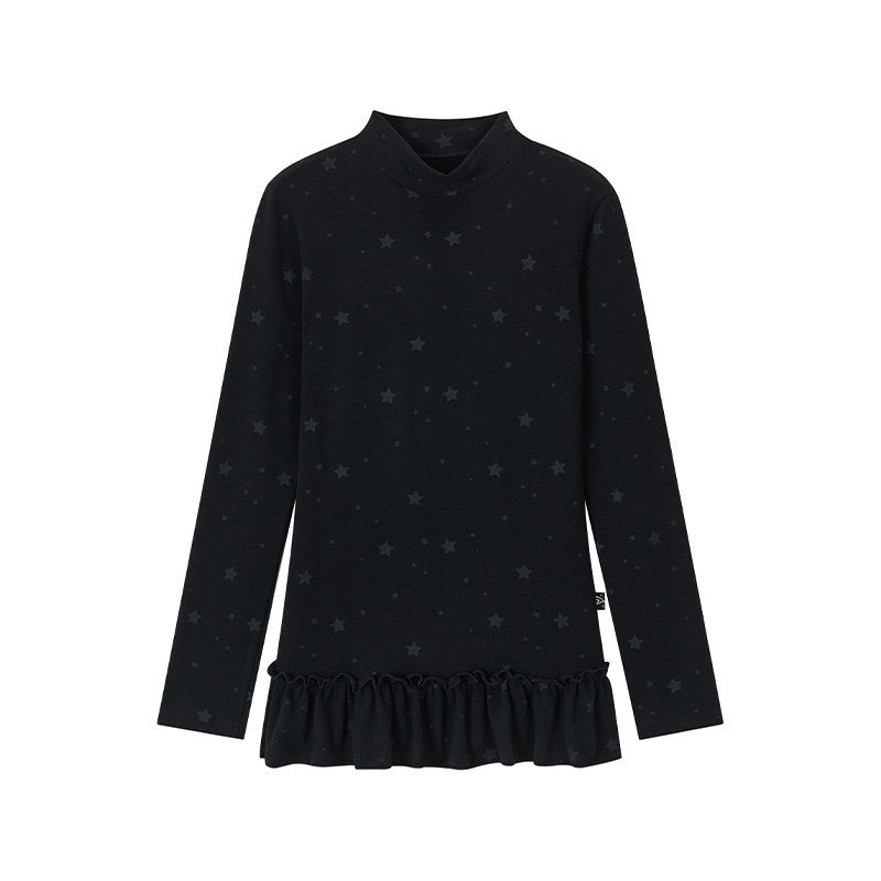 atrandom_Star_Print_Lace_Trim_High_Neck_Knit_Women&