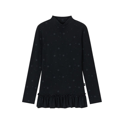 atrandom_Star_Print_Lace_Trim_High_Neck_Knit_Women&