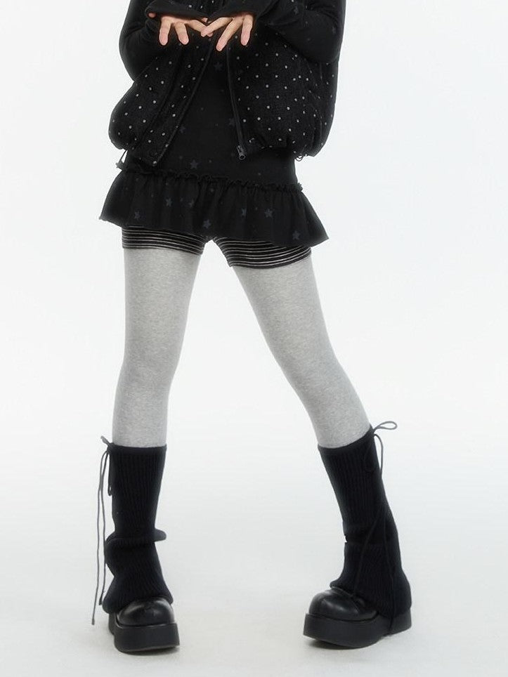 atrandom Star Print Lace Trim High Neck Knit Women&