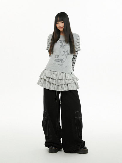 atrandom Star Print Pleated Women&