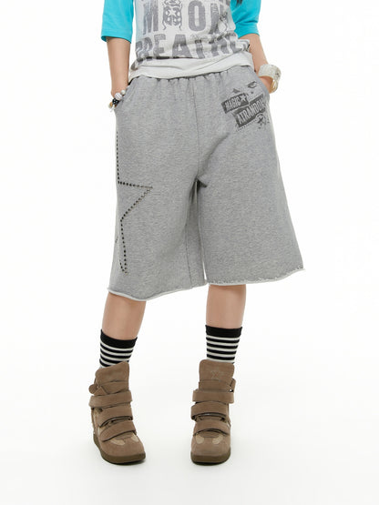 atrandom_Star_Print_Rhinestone_Cuffed_Wide_Leg_Mid_Rise_Women&