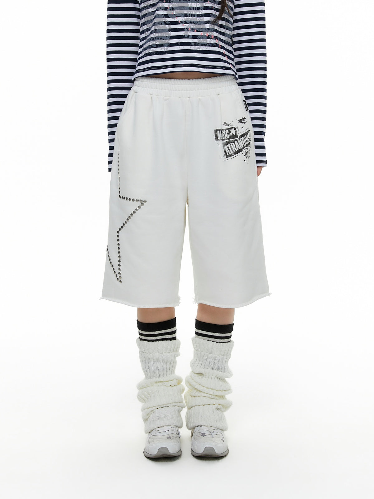 atrandom_Star_Print_Rhinestone_Cuffed_Wide_Leg_Mid_Rise_Women&