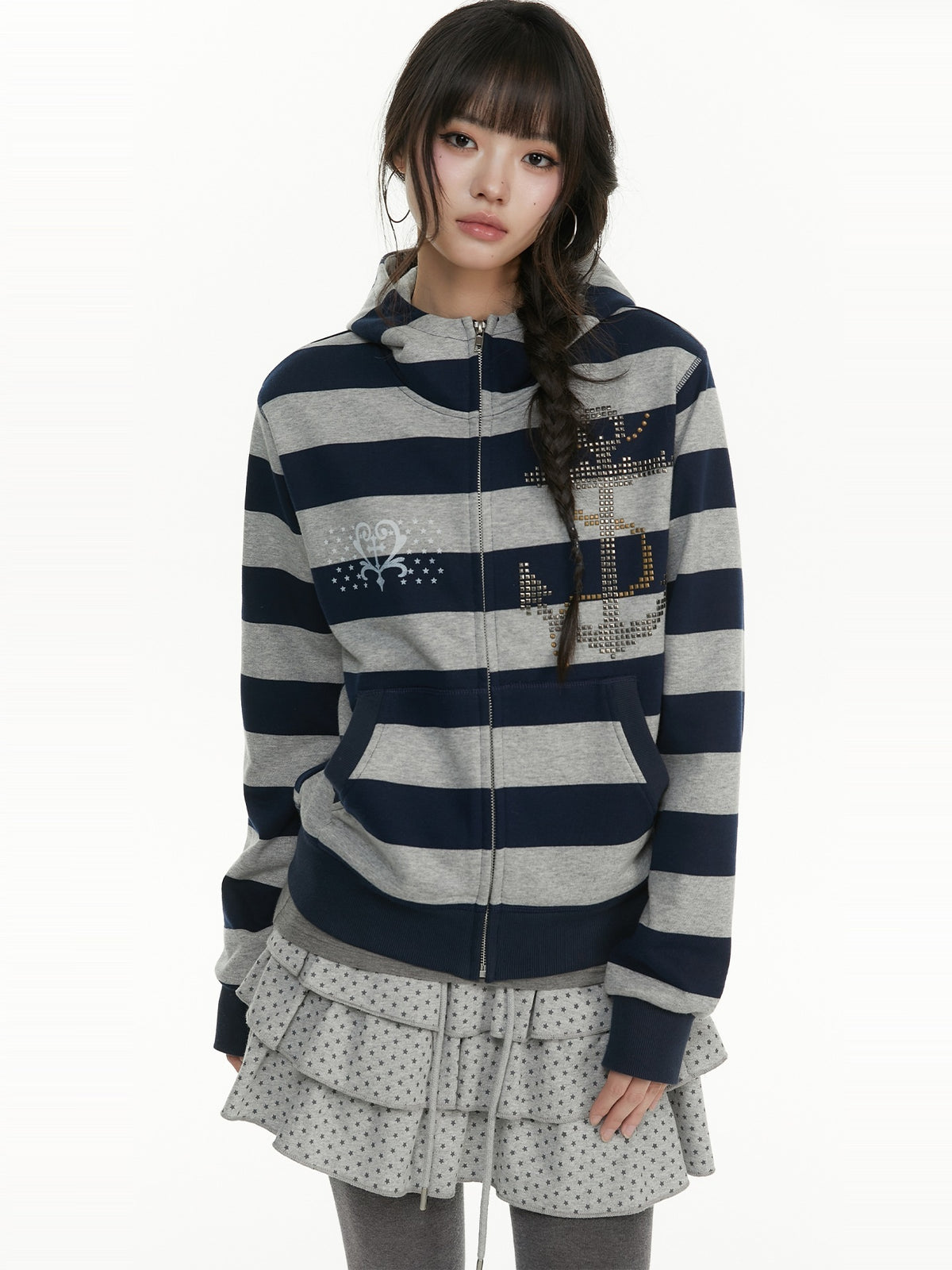 atrandom_Striped_Anchor_Rhinestone_Print_Women&
