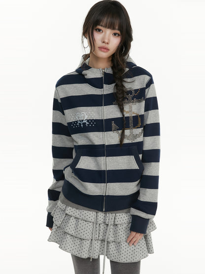 atrandom_Striped_Anchor_Rhinestone_Print_Women&