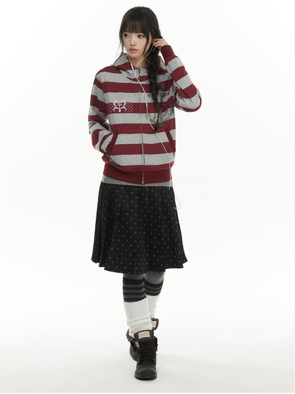atrandom Striped Anchor Rhinestone Print Women&