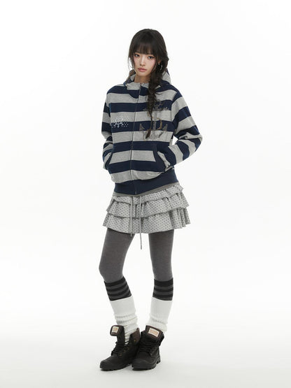 atrandom Striped Anchor Rhinestone Print Women&