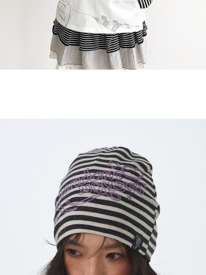 atrandom Striped Chain Embroidered Slouchy Casual Commuter Women&