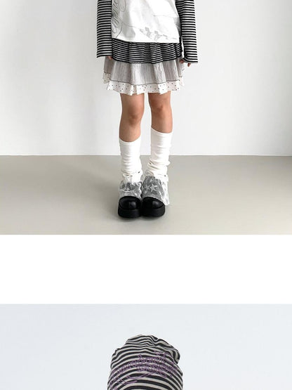 atrandom Striped Chain Embroidered Slouchy Casual Commuter Women&