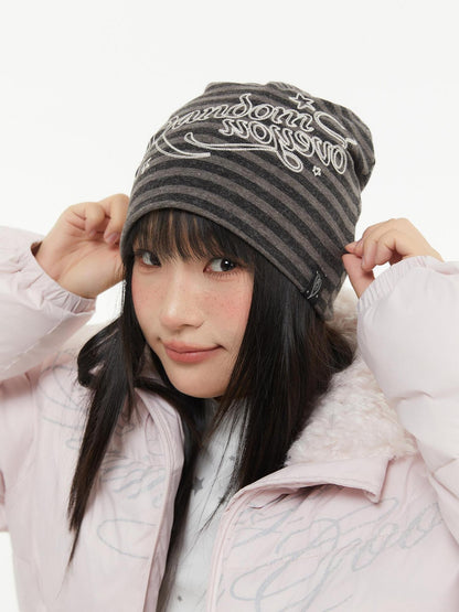 atrandom Striped Chain Embroidered Slouchy Casual Commuter Women&