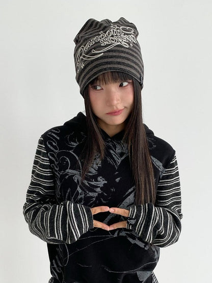 atrandom Striped Chain Embroidered Slouchy Casual Commuter Women&