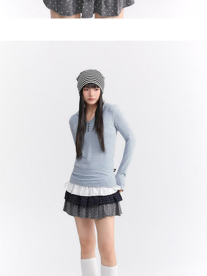 atrandom Striped Hooded Button Knit Women&