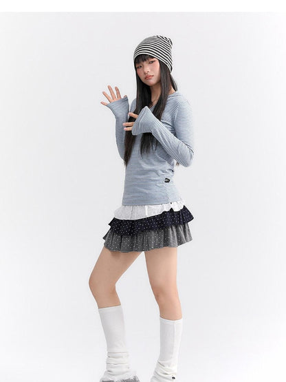 atrandom Striped Hooded Button Knit Women&