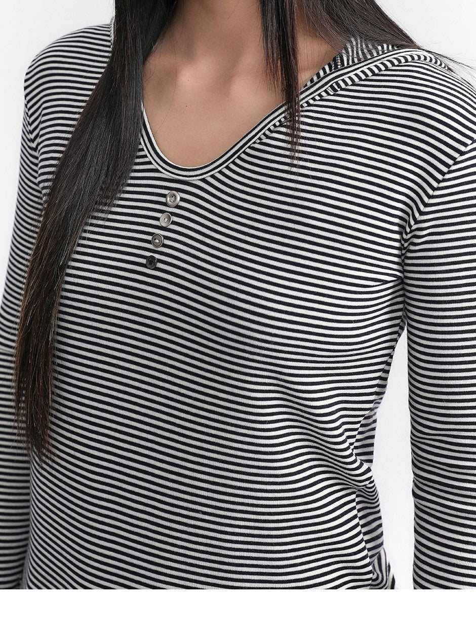 atrandom Striped Hooded Button Knit Women&