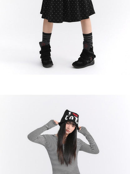 atrandom Striped Hooded Button Knit Women&