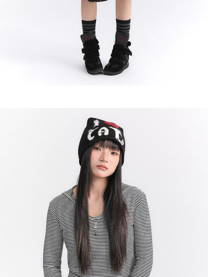 atrandom Striped Hooded Button Knit Women&