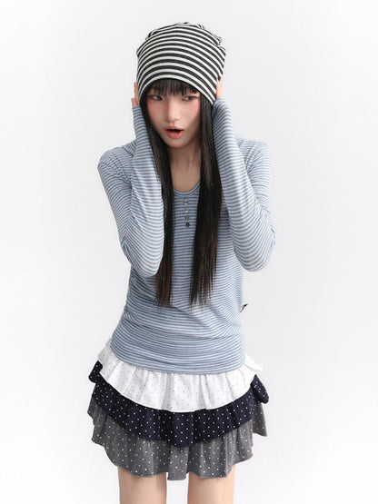atrandom Striped Hooded Button Knit Women&