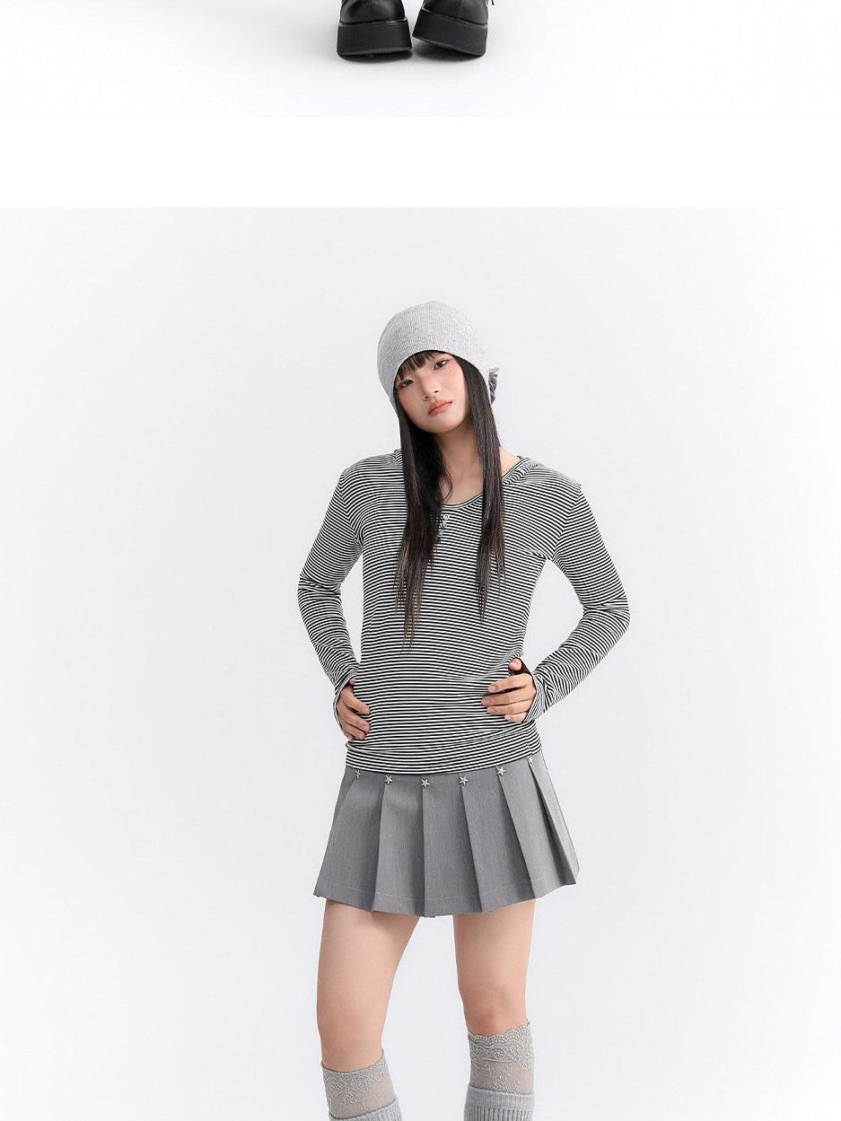 atrandom Striped Hooded Button Knit Women&