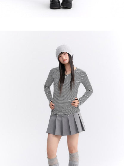 atrandom Striped Hooded Button Knit Women&