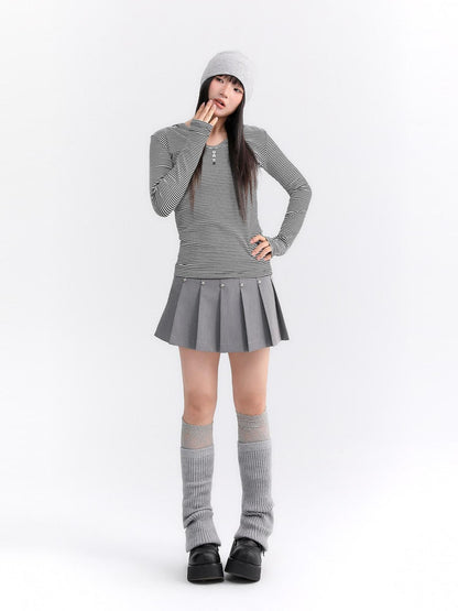 atrandom Striped Hooded Button Knit Women&