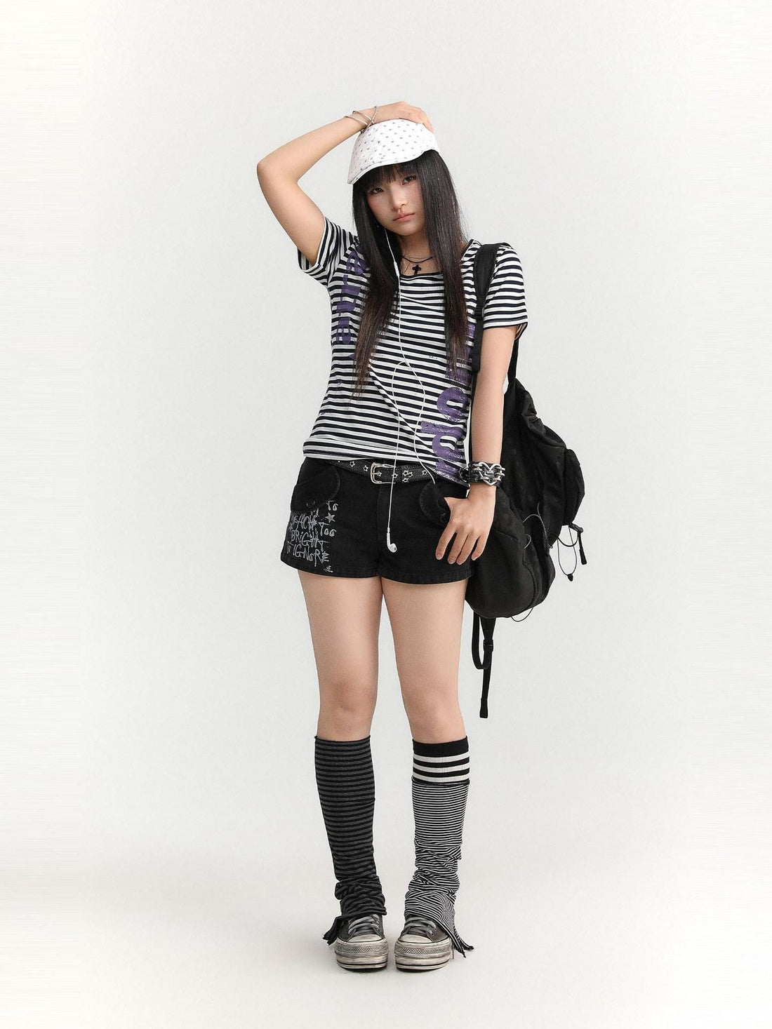 atrandom Striped Printed Waist Cinch Vintage Women&