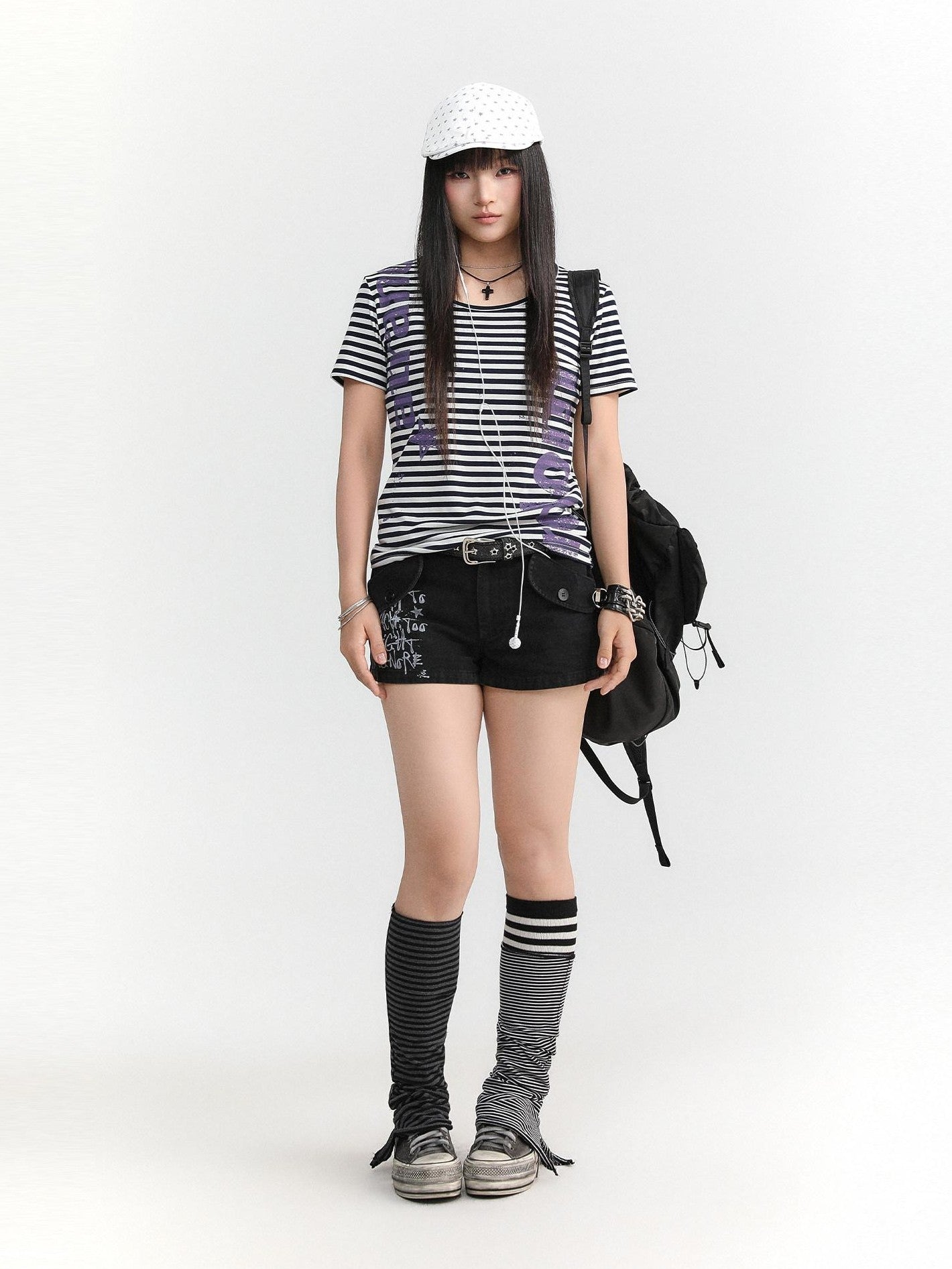 atrandom Striped Printed Waist Cinch Vintage Women&