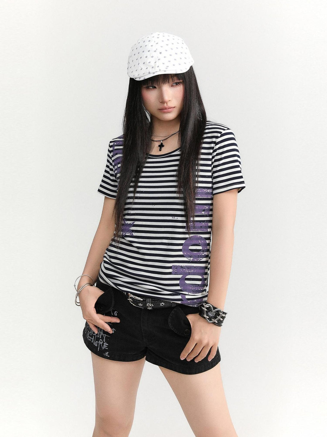 atrandom Striped Printed Waist Cinch Vintage Women&