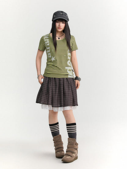 atrandom Striped Printed Waist Cinch Vintage Women&