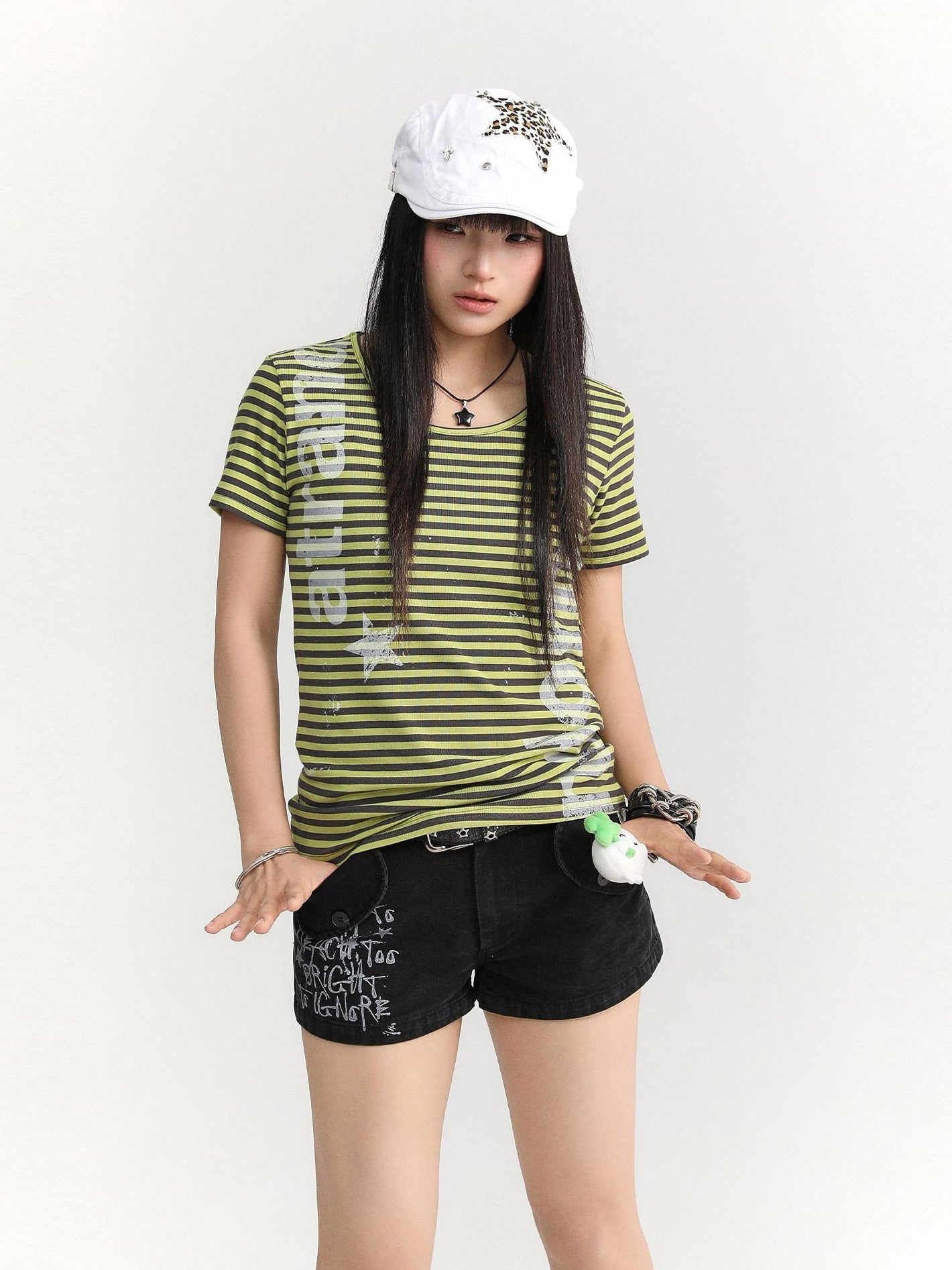 atrandom Striped Printed Waist Cinch Vintage Women&