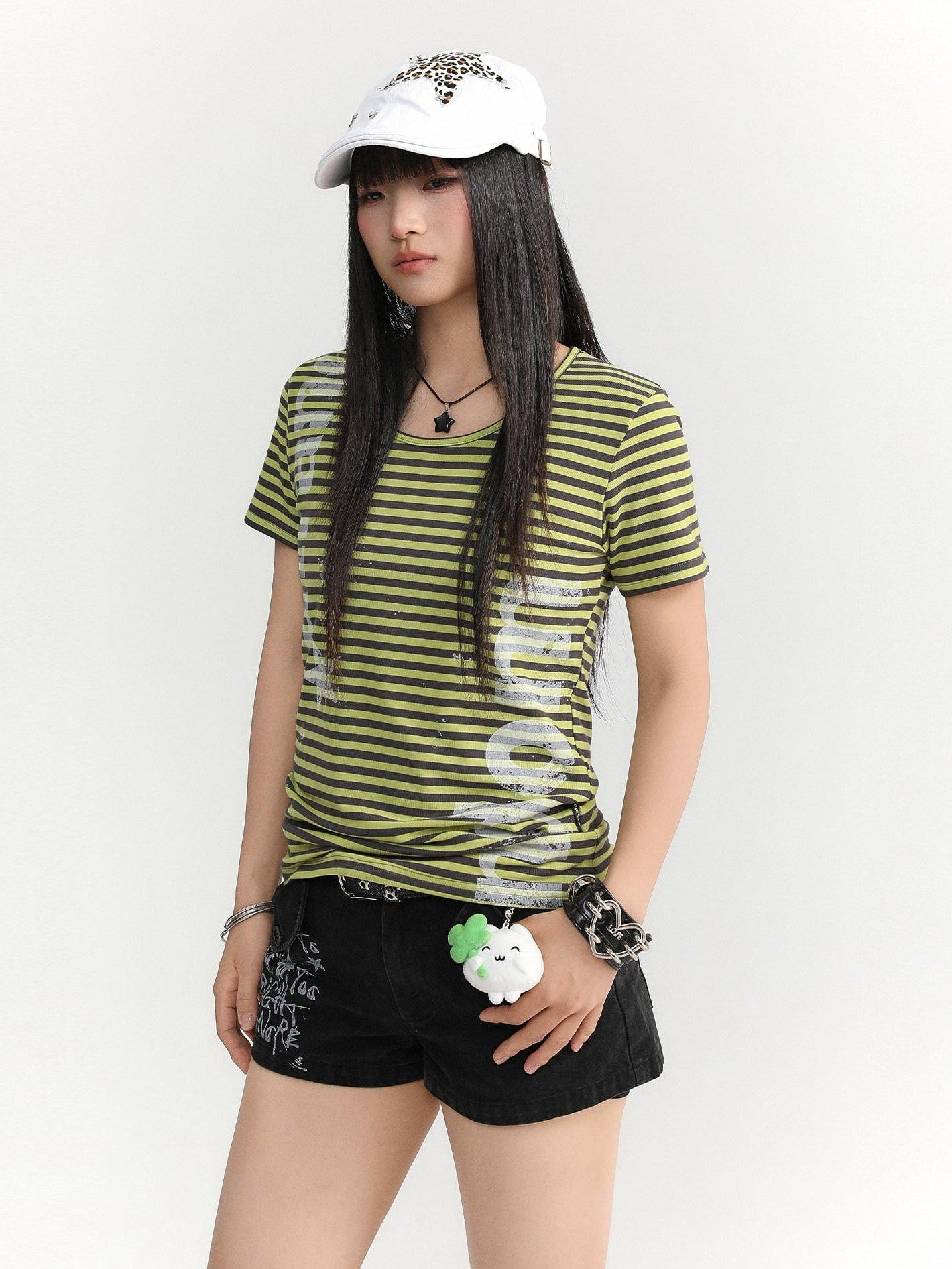atrandom Striped Printed Waist Cinch Vintage Women&