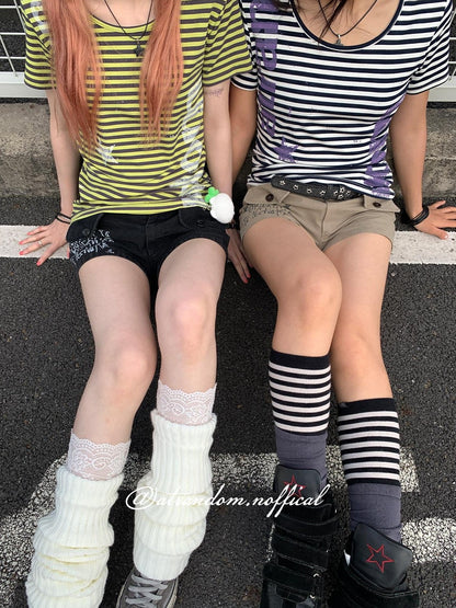 atrandom Striped Printed Waist Cinch Vintage Women&