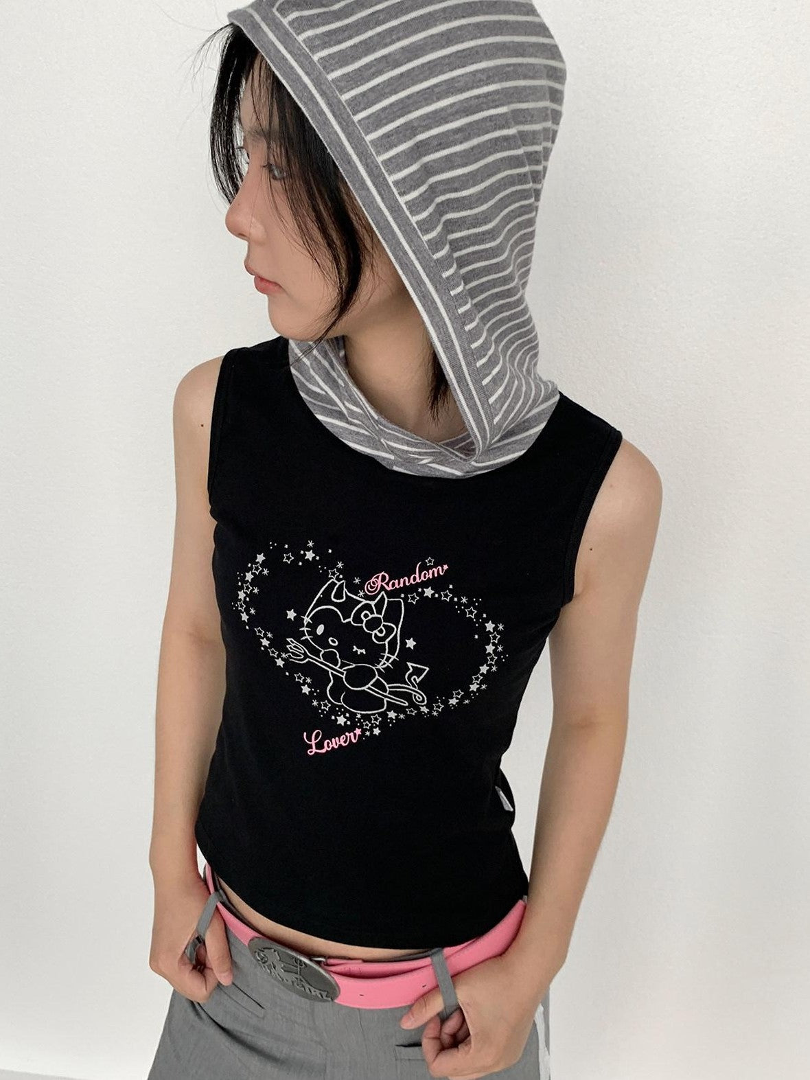 atrandom Sweet Cool Cartoon Heart Print Slim Fit Women&
