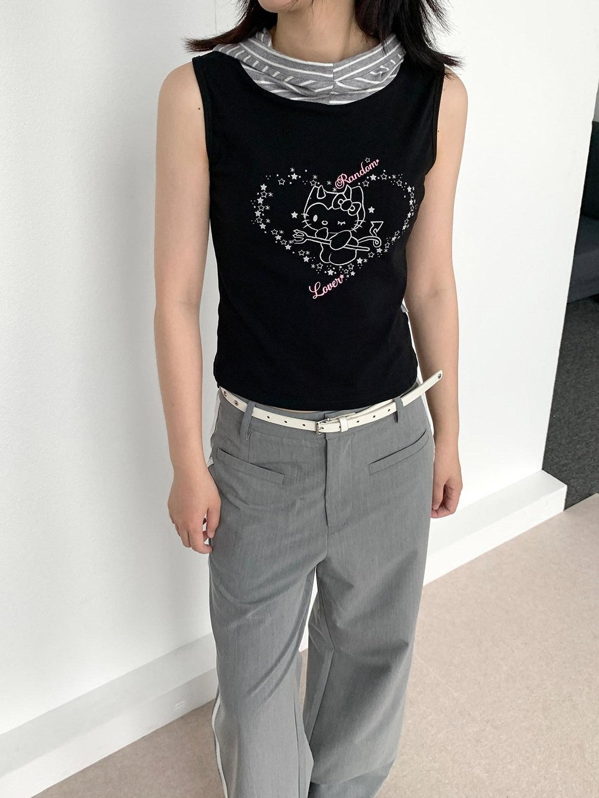atrandom Sweet Cool Cartoon Heart Print Slim Fit Women&