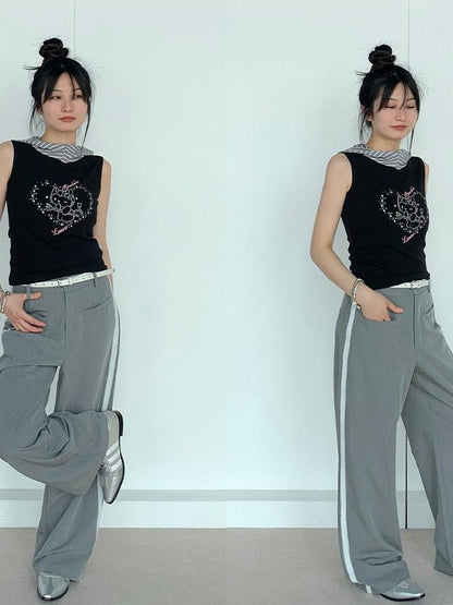 atrandom Sweet Cool Cartoon Heart Print Slim Fit Women&