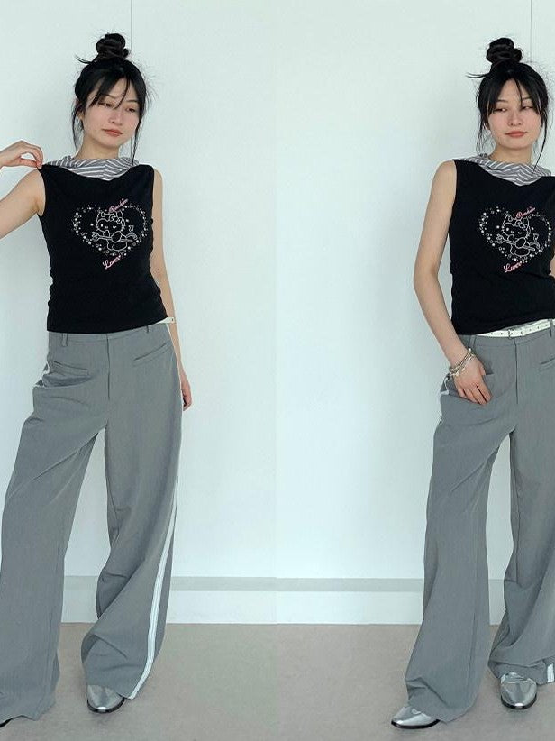 atrandom Sweet Cool Cartoon Heart Print Slim Fit Women&