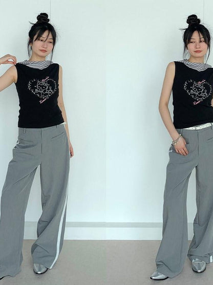 atrandom Sweet Cool Cartoon Heart Print Slim Fit Women&