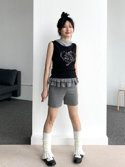atrandom Sweet Cool Cartoon Heart Print Slim Fit Women&