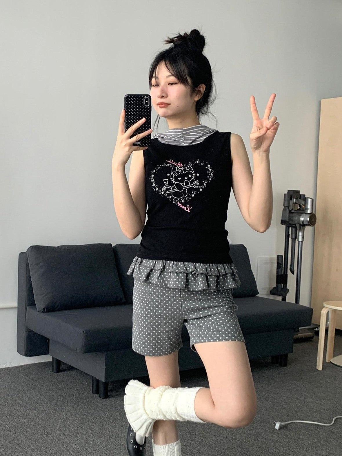 atrandom Sweet Cool Cartoon Heart Print Slim Fit Women&