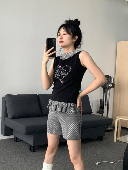 atrandom Sweet Cool Cartoon Heart Print Slim Fit Women&