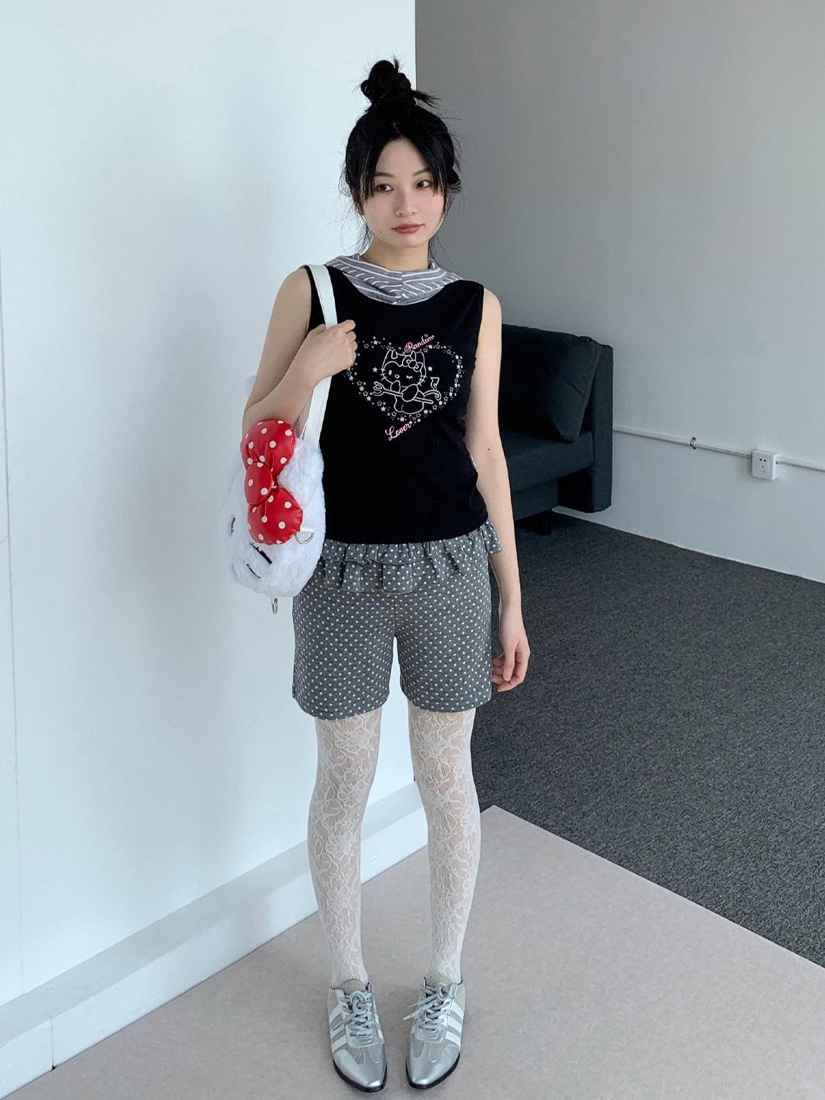 atrandom Sweet Cool Cartoon Heart Print Slim Fit Women&
