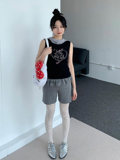 atrandom Sweet Cool Cartoon Heart Print Slim Fit Women&