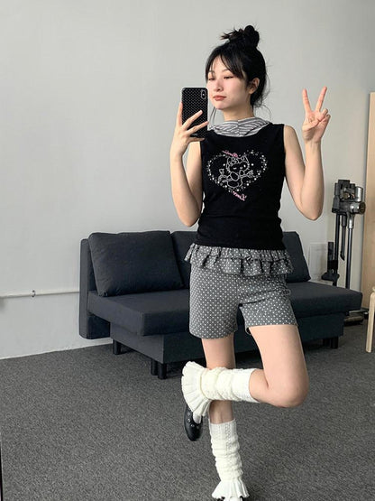 atrandom Sweet Cool Cartoon Heart Print Slim Fit Women&