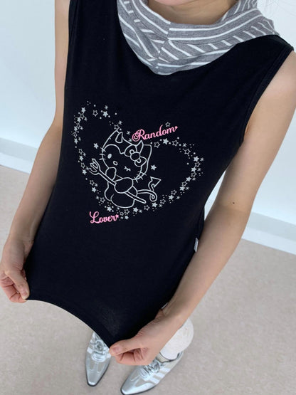 atrandom Sweet Cool Cartoon Heart Print Slim Fit Women&