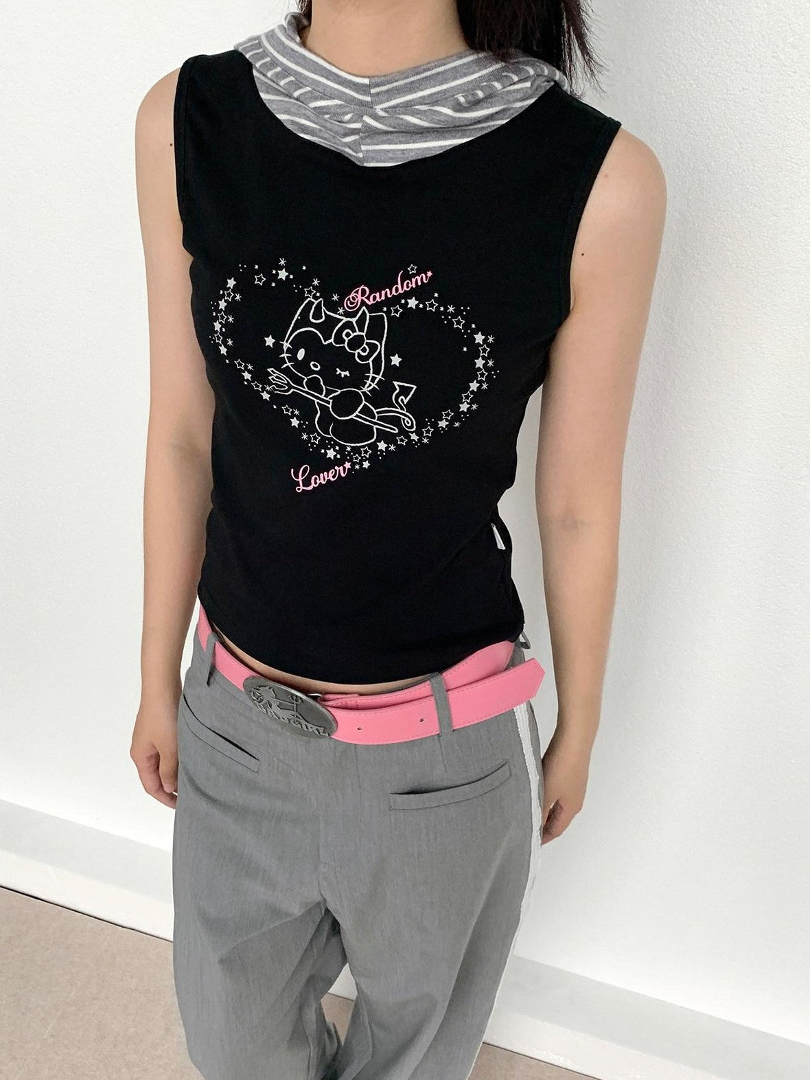atrandom Sweet Cool Cartoon Heart Print Slim Fit Women&