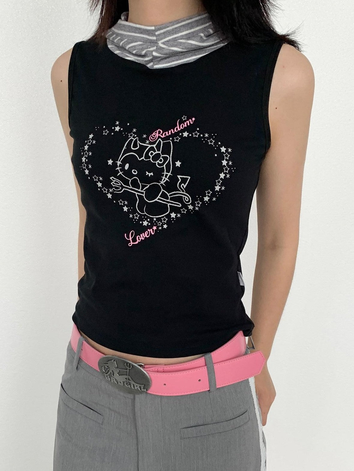 atrandom Sweet Cool Cartoon Heart Print Slim Fit Women&